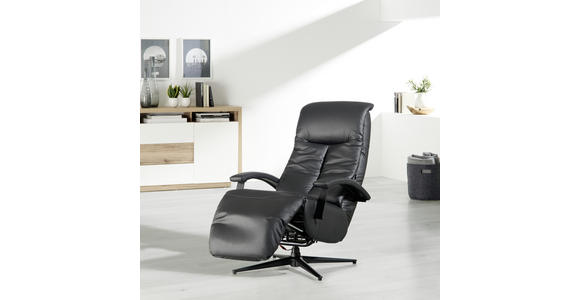 RELAXSESSEL in Metall, Textil, Leder Schwarz, Alufarben - Schwarz/Alufarben, Design, Leder/Textil (68/114/86cm) - Cantus