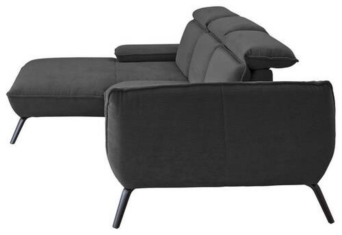ECKSOFA in Cord Anthrazit  - Anthrazit/Schwarz, Design, Textil/Metall (202/301cm) - Moderano