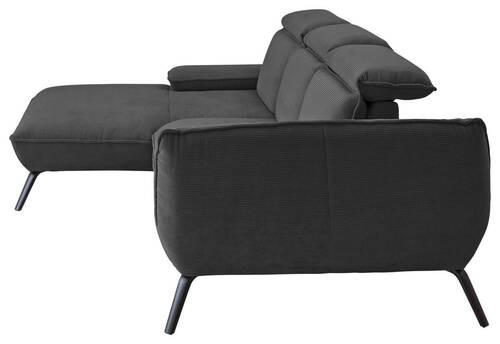 Thumbnail - Moderano Ecksofa, Anthrazit, Textil, 3-Sitzer, Ottomane links, Eckteil, L-Form, 301x196 cm, Fußauswahl, Stoffauswahl, Ar...
