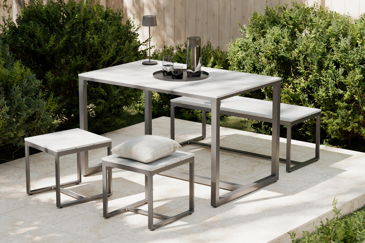 KERTI BÚTORSZETT 4 részes  - sötétszürke/szürke, Modern, műanyag/fém - Ambia Garden