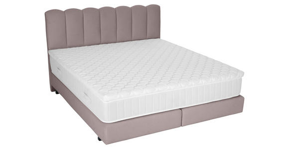 BOXSPRINGBETT 180/200 cm,  in Hellbraun, Topper, Matratzen, H3 = fest  - Hellbraun/Schwarz, Design, Holzwerkstoff/Textil (180/200cm) - Esposa