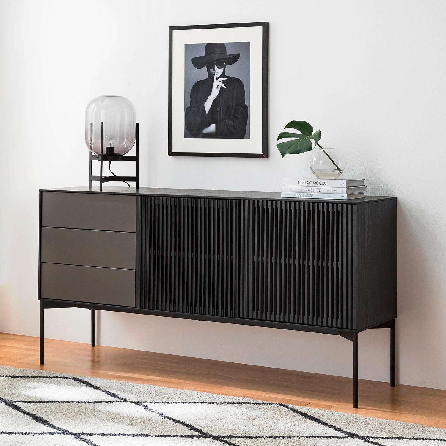 SIDEBOARD  in 160/82/45 cm  - Anthrazit/Schwarz, Design, Holz/Holzwerkstoff (160/82/45cm) - home24
