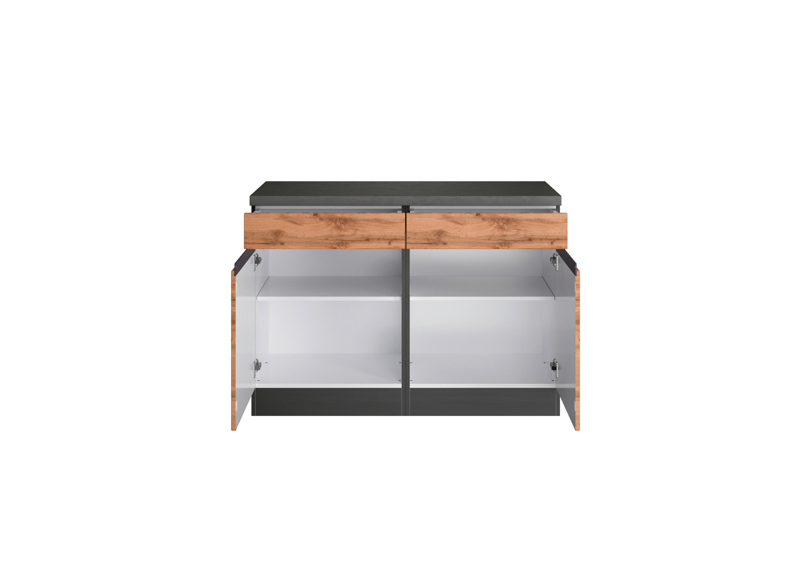 KÜCHENUNTERSCHRANK 120/86/60 cm  in Graphitfarben, Eiche Wotan  - Eiche Wotan/Graphitfarben, Design, Holzwerkstoff (120/86/60cm) - Held