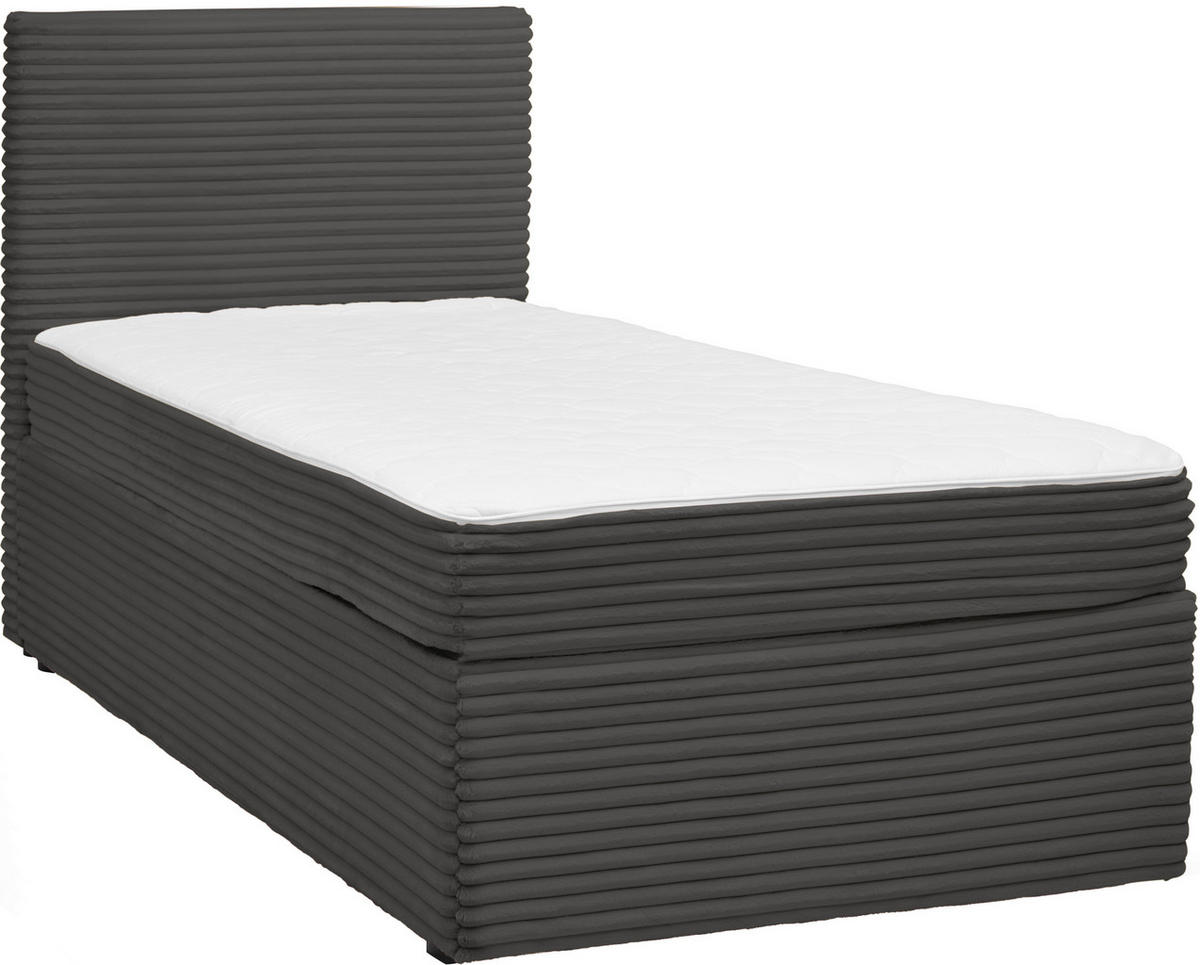 BOXBETT 100/200 cm,  in Grau, H3 + H3 = fest  - Schwarz/Grau, MODERN, Holz/Textil (100/200cm) - MID.YOU