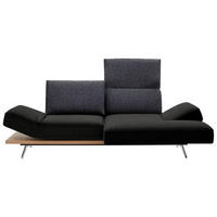 ECKSOFA in Flachgewebe Schwarz, Dunkelblau  - Chromfarben/Schwarz, Design, Holz/Textil (240/132cm) - Koinor