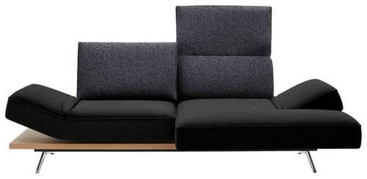 ECKSOFA in Flachgewebe Schwarz, Dunkelblau  - Chromfarben/Schwarz, Design, Holz/Textil (240/132cm) - Koinor