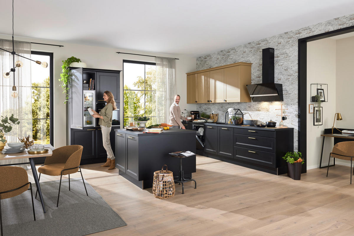 EINBAUKÜCHE WINDSOR LACK  - Schwarz, Design, Holzwerkstoff - Nolte Küchen