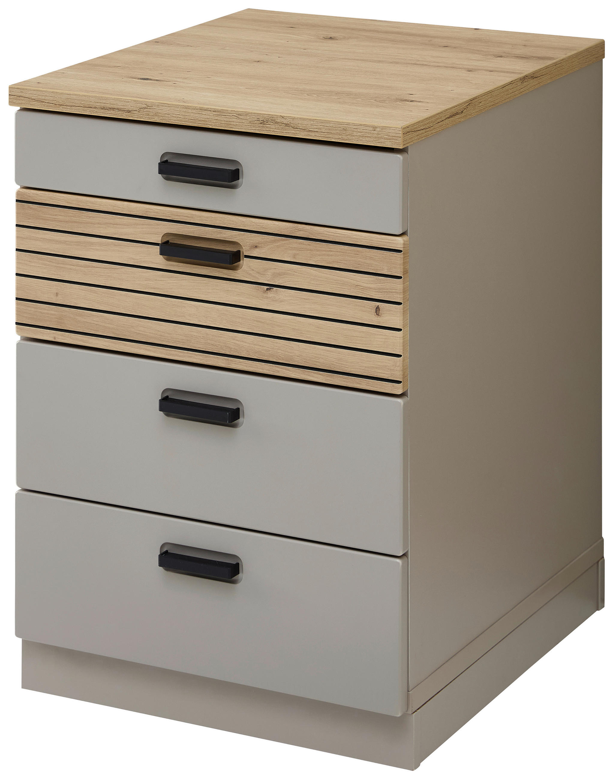 ROLLCONTAINER Eiche Artisan, Grau  - Schwarz/Eiche Artisan, KONVENTIONELL, Holzwerkstoff/Kunststoff (45/66/55cm) - Stylife