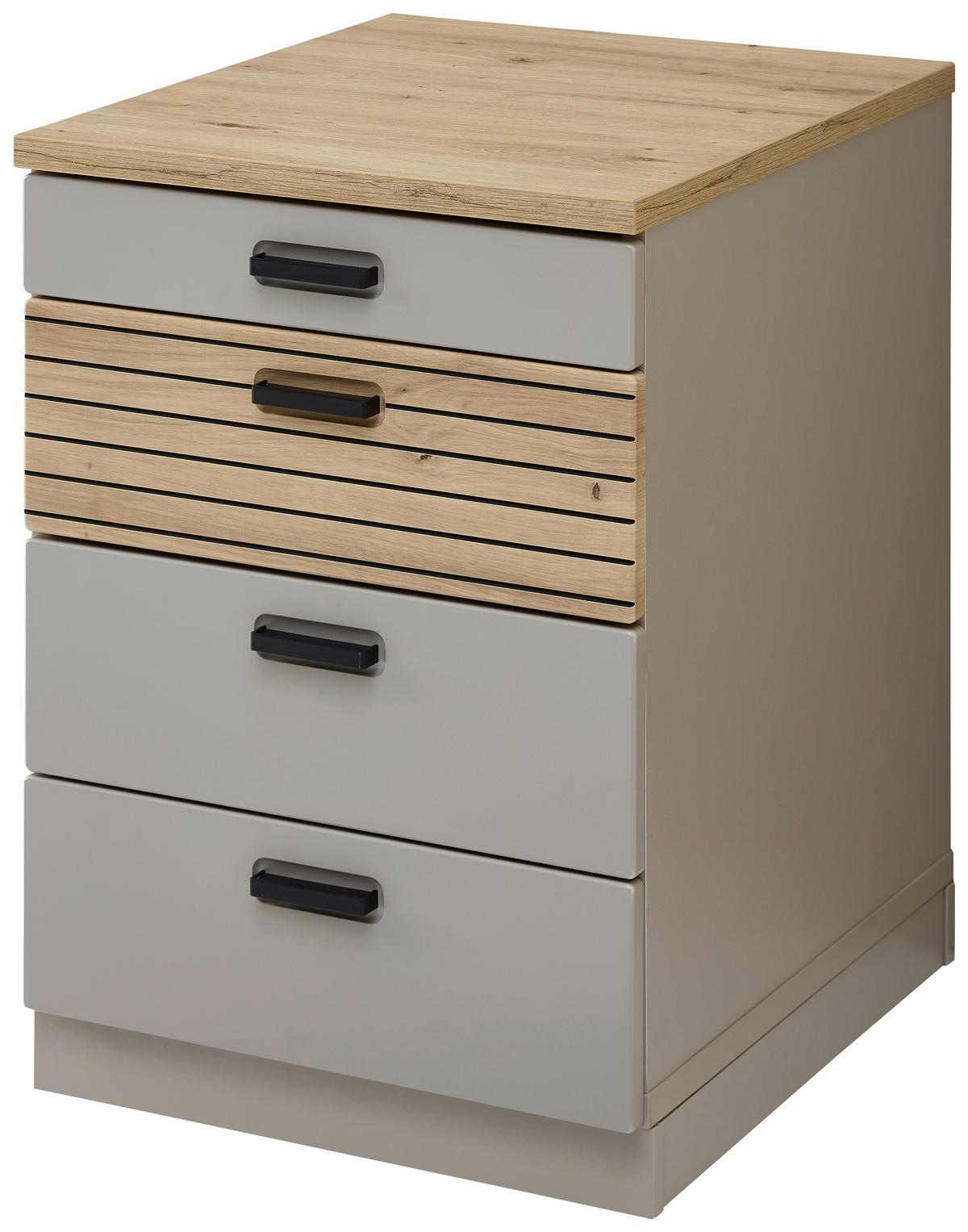 ROLLCONTAINER Eiche Artisan, Grau  - Schwarz/Eiche Artisan, KONVENTIONELL, Holzwerkstoff/Kunststoff (45/66/55cm) - Stylife