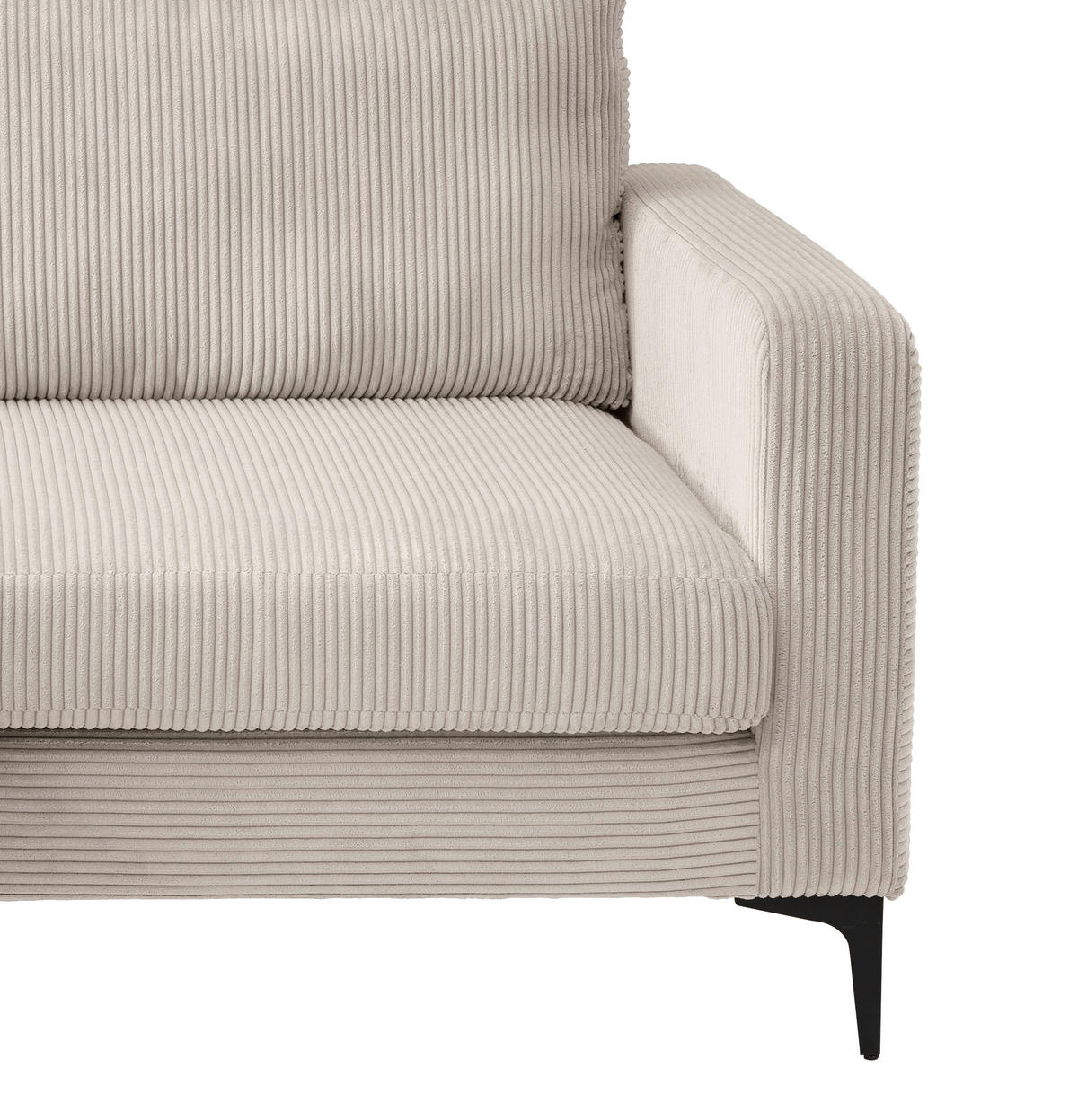 ECKSOFA in Cord Beige  - Beige/Schwarz, Basics, Textil/Metall (204/153cm) - Livetastic