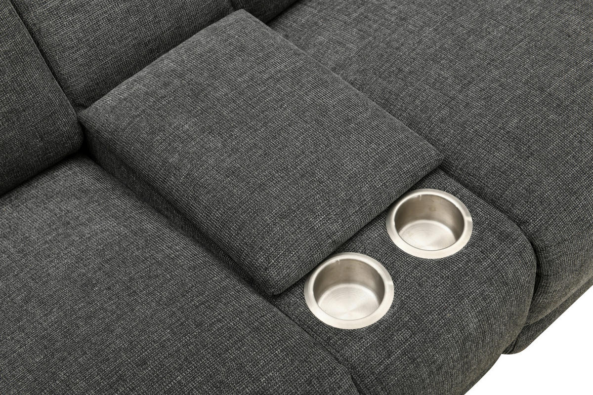 HEIMKINO-SOFA Webstoff Grau  - Chromfarben/Grau, MODERN, Textil/Metall (230/98/103cm) - Livetastic