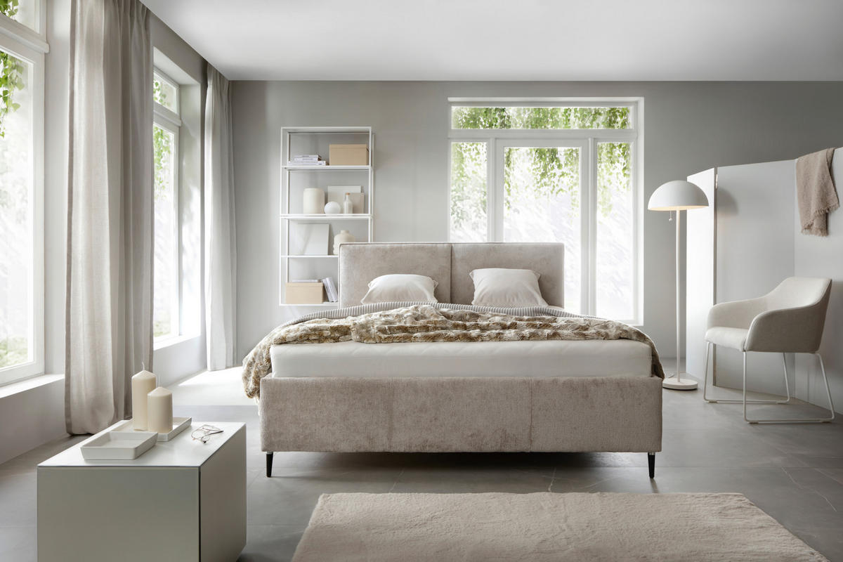 POLSTERBETT 140/200 cm  in Beige  - Beige/Schwarz, MODERN, Holz/Textil (140/200cm) - MID.YOU