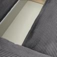 ECKSOFA Dunkelgrau Cord  inkl. Rückenkissen, Schlaffunktion, Rücken echt, Stauraum, Liegefläche im Originalstoff  - Dunkelgrau/Schwarz, KONVENTIONELL, Kunststoff/Textil (266/180cm) - Carryhome
