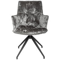 ARMLEHNSTUHL  in Eisen Samt  - Anthrazit/Schwarz, Design, Textil/Metall (59/89,5/63cm) - Novel
