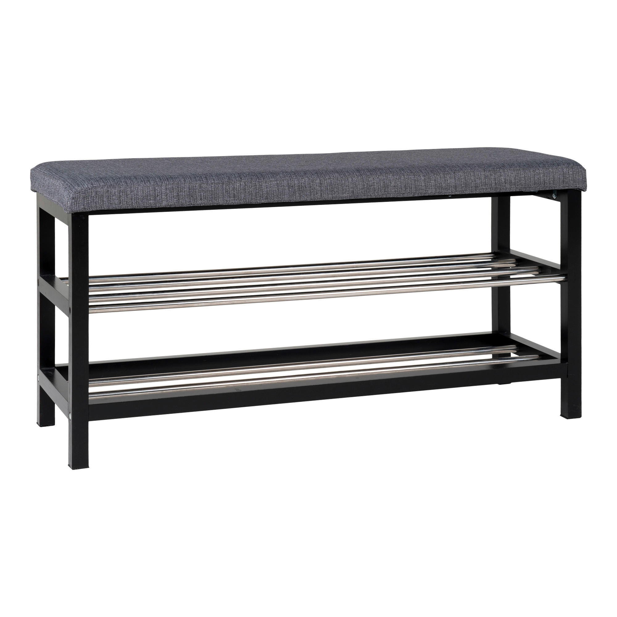 SCHUHBANK Padova  in 100/50/34 cm  - Schwarz/Grau, Design, Holz/Textil (100/50/34cm) - MID.YOU