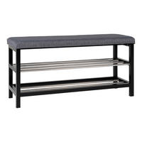 SCHUHBANK Padova  in 100/50/34 cm  - Schwarz/Grau, Design, Holz/Textil (100/50/34cm) - MID.YOU