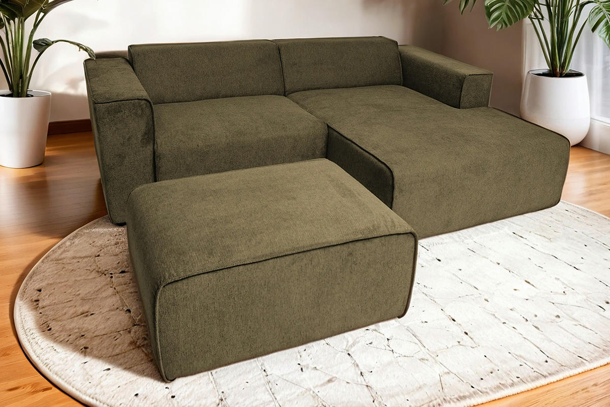 CloseUp von P & B ECKSOFA Olivgrün Struktur.
