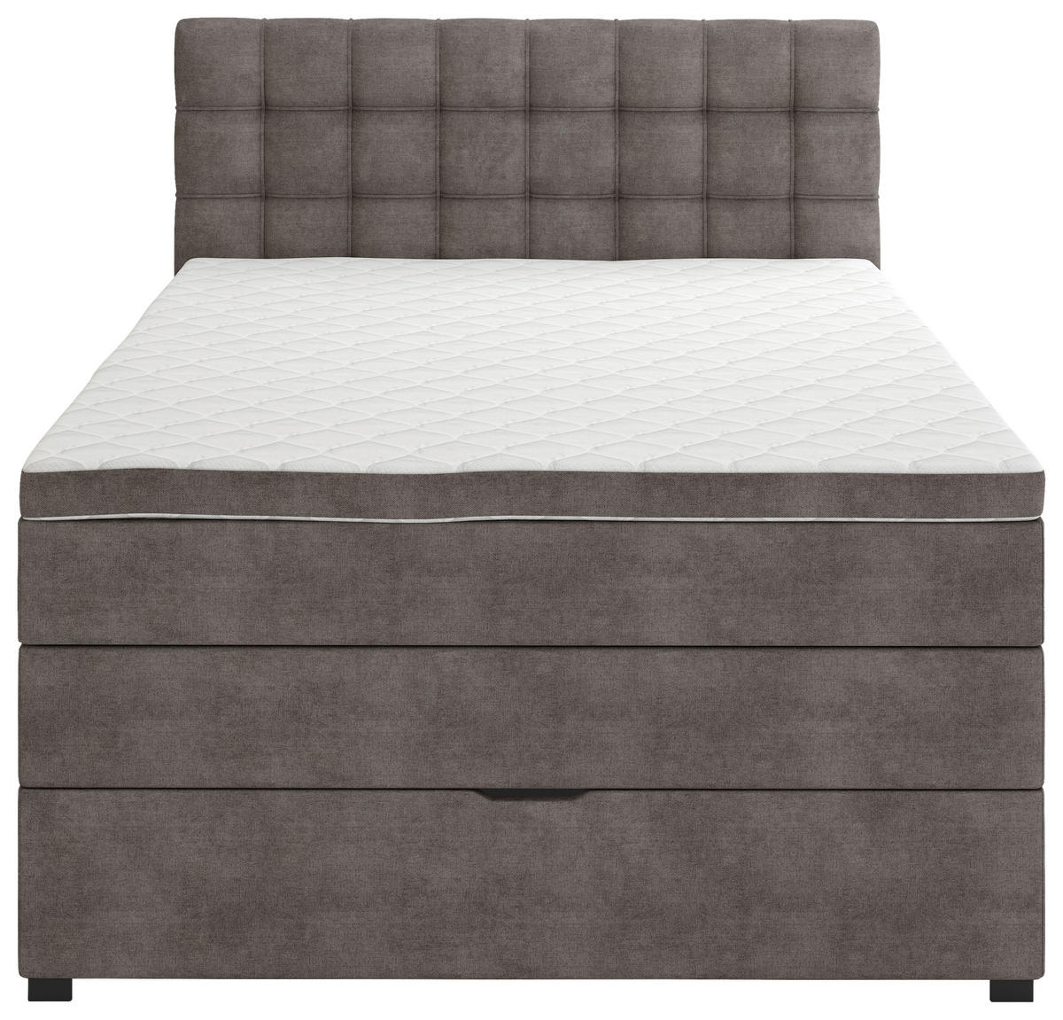 BOXSPRINGBETT 120/200 cm,  in Dunkelgrau, Matratze, Bettkasten, Topper, H3 = fest  - Dunkelgrau/Schwarz, KONVENTIONELL, Kunststoff/Textil (120/200cm) - Boxxx