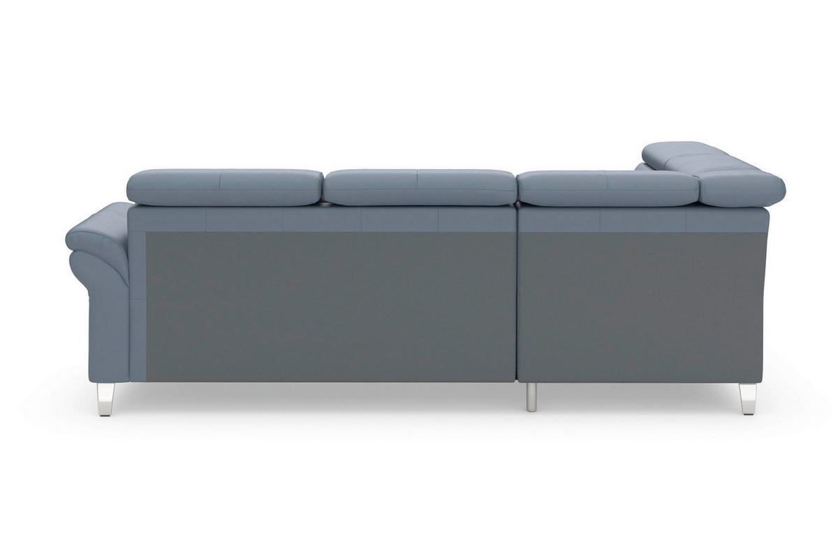 ECKSOFA 194/245 cm ARNGAST E in Echtleder Graublau Kopfteilverstellung  194/245 cm  - Chromfarben/Graublau, Basics, Leder/Textil (194/245cm) - Sit & More