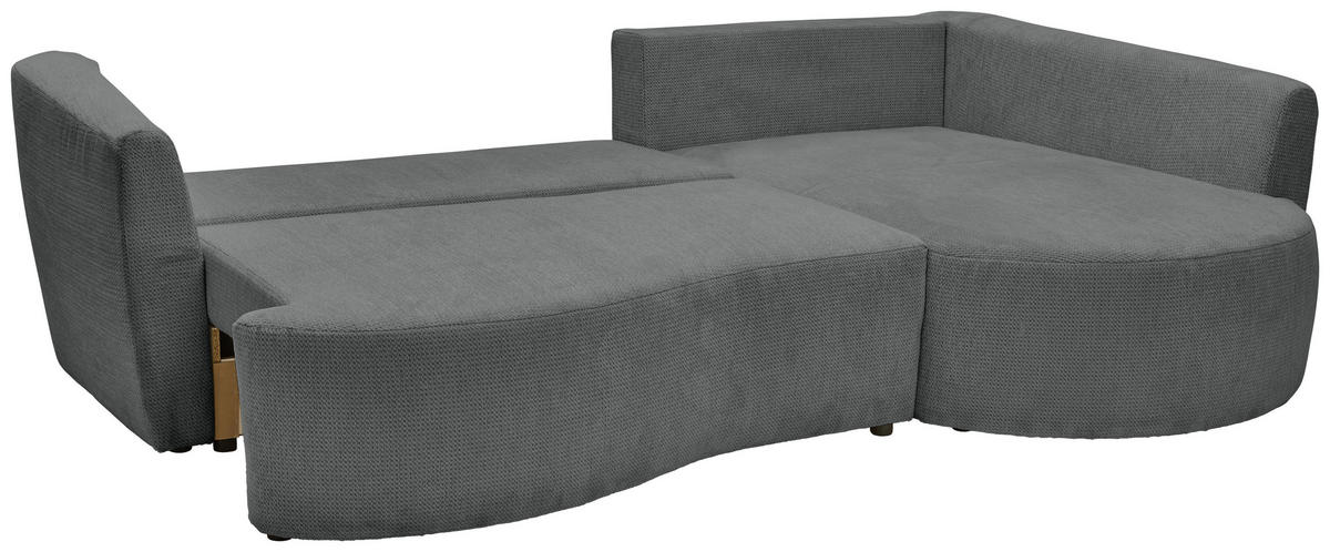 ECKSOFA in Chenille Dunkelgrau  - Dunkelgrau/Schwarz, MODERN, Kunststoff/Textil (287/179cm) - Carryhome