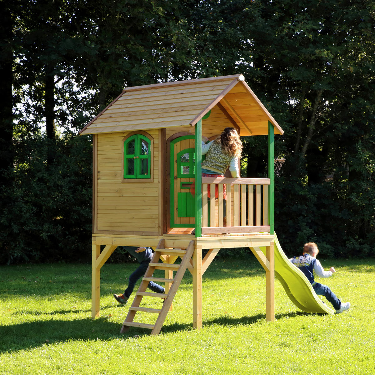 SPIELHAUS 318/272/191 cm  - Braun/Hellgrün, Konventionell, Holz (318/272/191cm)