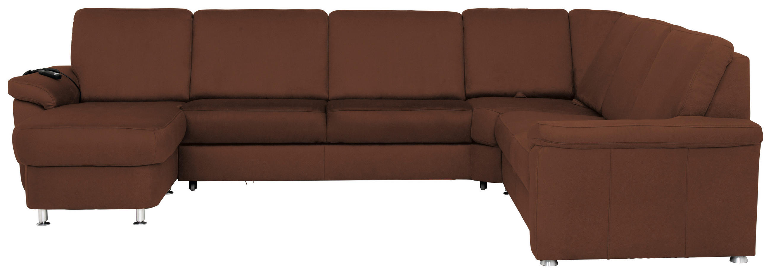 WOHNLANDSCHAFT Braun Flachgewebe - Chromfarben/Braun, KONVENTIONELL, Textil/Metall (163/330/240cm) - Beldomo System