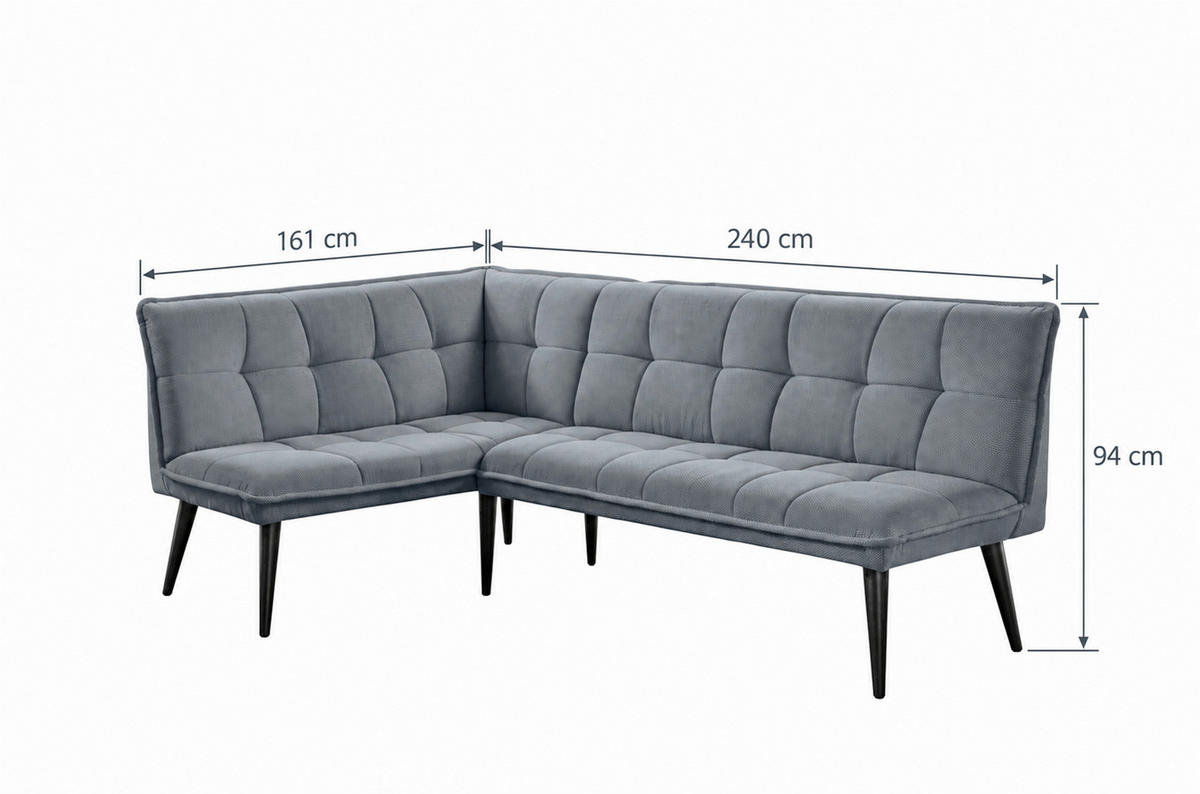 KLUPA KUTNA  antracit  drvo, tekstil, drvni materijal      - crna/antracit, Moderno, drvni materijal/drvo (240/161cm) - Livetastic