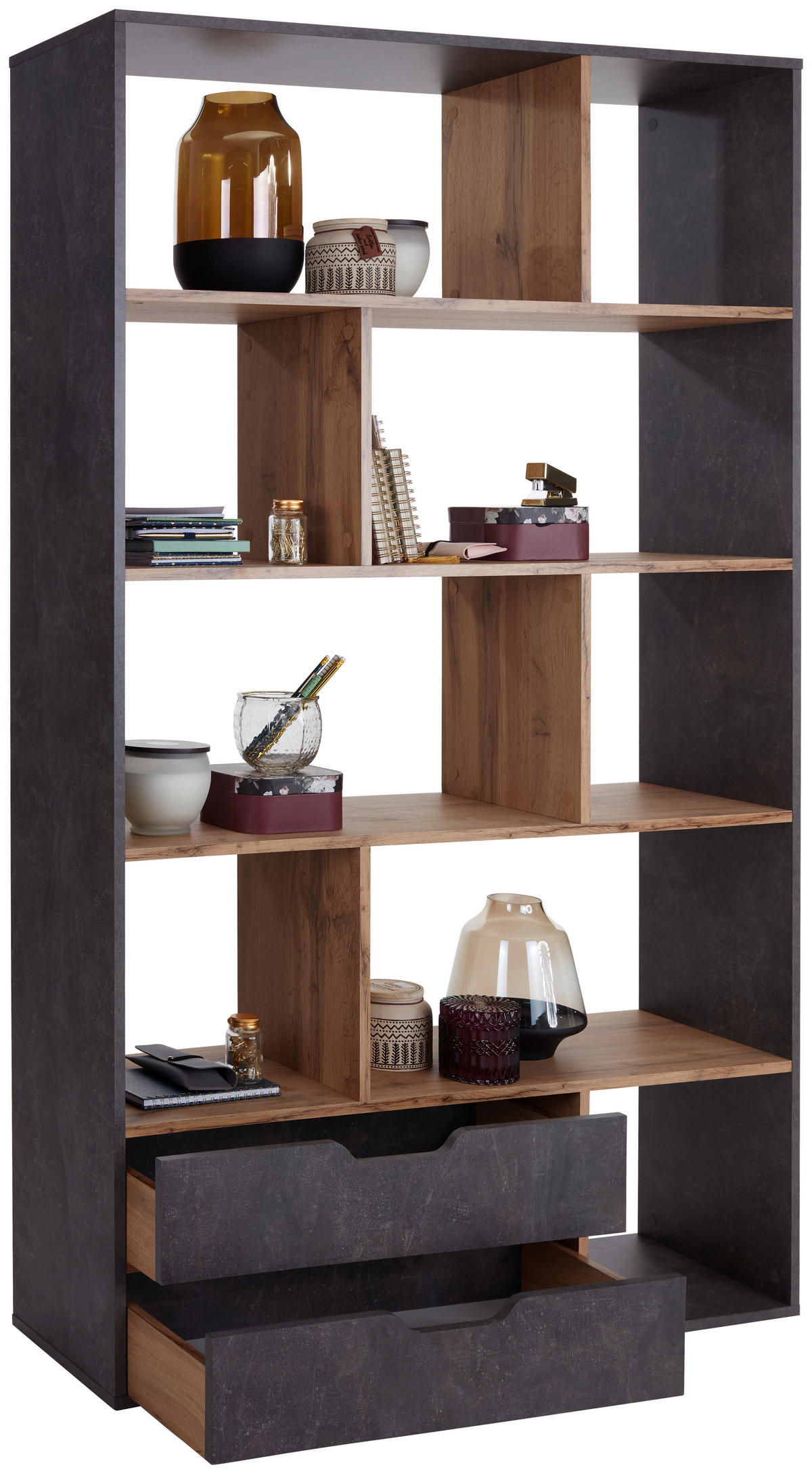 PREDELNA STENA 110/185/32 cm barve hrasta, siva  - siva/barve hrasta, Moderno, leseni material (110/185/32cm) - Carryhome