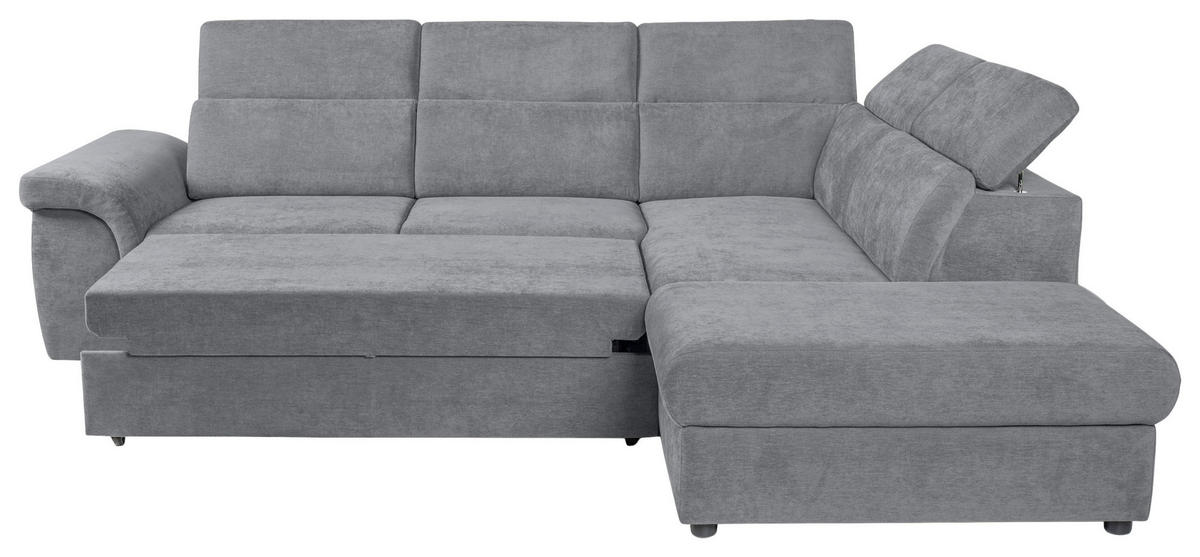 ECKSOFA Grau Flachgewebe  - Schwarz/Grau, KONVENTIONELL, Kunststoff/Textil (280/235cm) - Carryhome