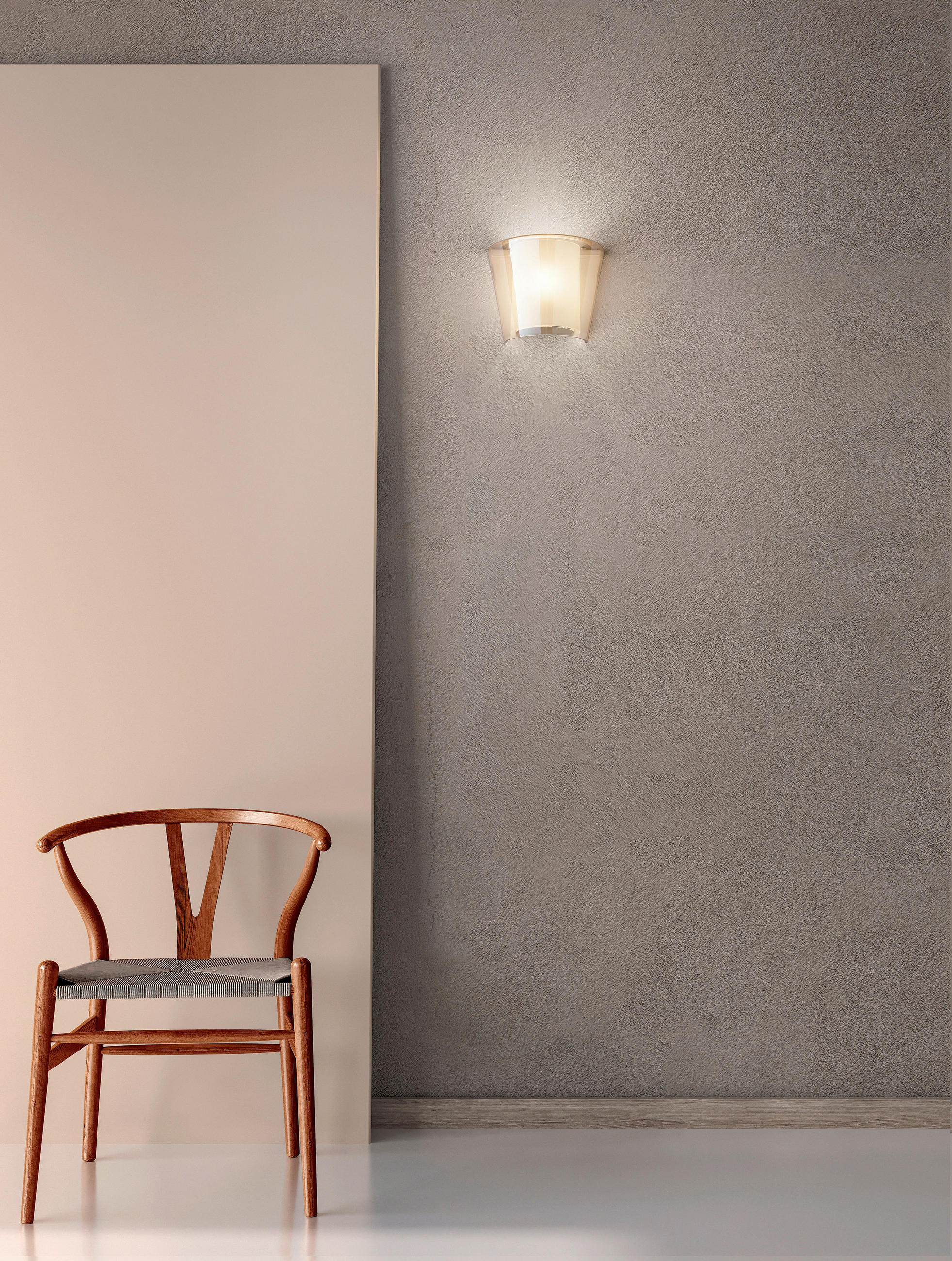 WANDLEUCHTE VIKI 28,5/14,5/23,5 cm   - Bernsteinfarben, Design, Glas/Metall (28,5/14,5/23,5cm) - Fabas Luce