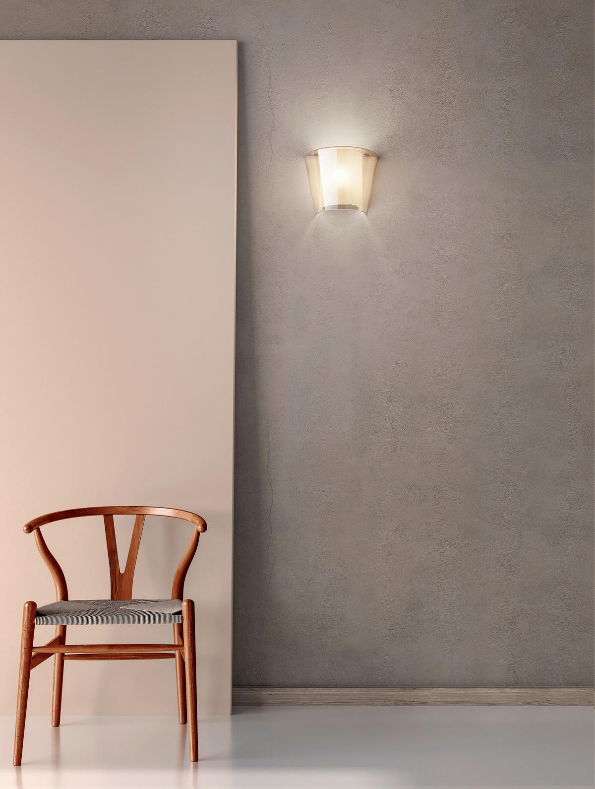 WANDLEUCHTE VIKI 28,5/14,5/23,5 cm   - Bernsteinfarben, Design, Glas/Metall (28,5/14,5/23,5cm) - Fabas Luce