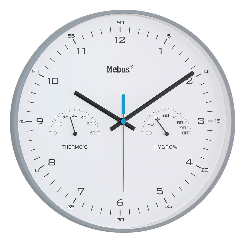 WANDUHR Grau  - Grau, Basics, Kunststoff (30,0cm)