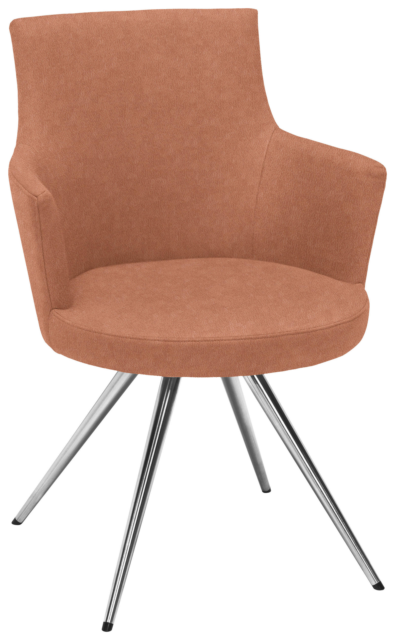 ARMLEHNSTUHL  in Stahl Lederlook, Mikrofaser  - Edelstahlfarben/Cognac, Design, Textil/Metall (60/87/62cm) - Venjakob