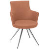 ARMLEHNSTUHL  in Stahl Lederlook, Mikrofaser  - Edelstahlfarben/Cognac, Design, Textil/Metall (60/87/62cm) - Venjakob