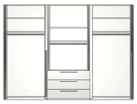DREHTÜRENSCHRANK 6-türig Weiß  - Weiß, MODERN, Holzwerkstoff/Metall (302/223/60cm) - Novel