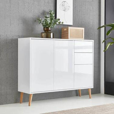 KOMMODE 105,5/86/33 cm  in Weiß, Weiß Hochglanz  - Weiß Hochglanz/Weiß, MODERN, Holz/Holzwerkstoff (105,5/86/33cm) - MID.YOU