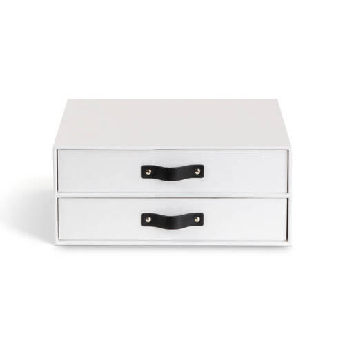 SCHUBLADENBOX    25.5/33.5/14.5 cm  - Weiß, Basics, Karton/Leder (25.5/33.5/14.5cm)