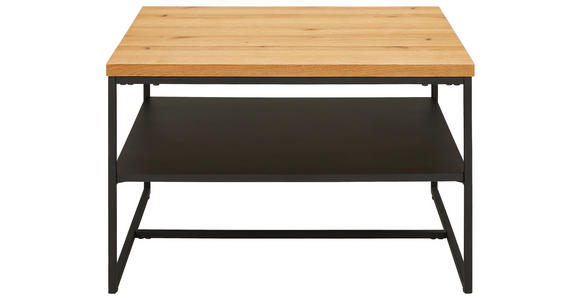 COUCHTISCH Eiche furniert, massiv 70/70/44 cm quadratisch Schwarz, Eichefarben - Eichefarben/Schwarz, Natur, Holz/Holzwerkstoff (70/70/44cm) - Novel