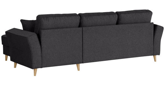 ECKSOFA in Flachgewebe Schwarz  - Eichefarben/Schwarz, KONVENTIONELL, Holz/Textil (265/159cm) - Carryhome