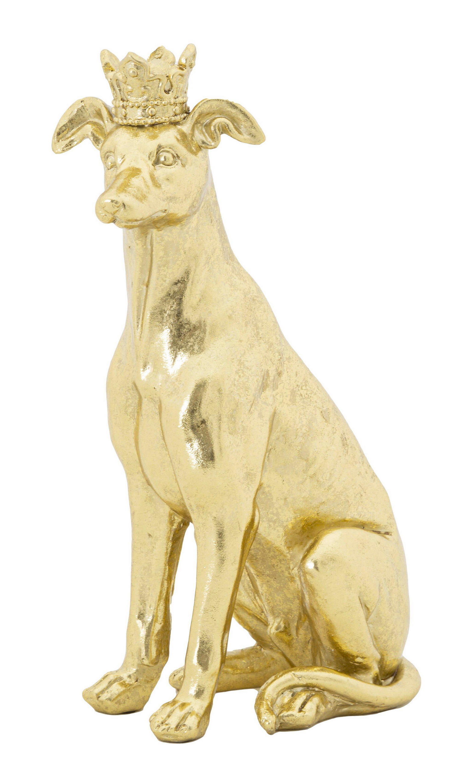Skulptur Dog Gold Goldfarben, B: 20 cm