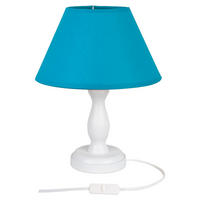 STOLNÍ LAMPA, E14, 18/28 cm  - bílá/modrá, Basics, dřevo (18/28cm)