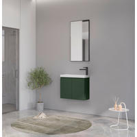 BADEZIMMER 3-teilig  in  - Weiß Hochglanz/Grün, MODERN, Keramik/Holzwerkstoff (60/140/22cm) - MID.YOU