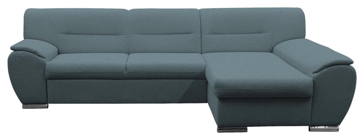 ECKSOFA Blau Flachgewebe  - Blau/Silberfarben, Design, Kunststoff/Textil (281/167cm) - MID.YOU
