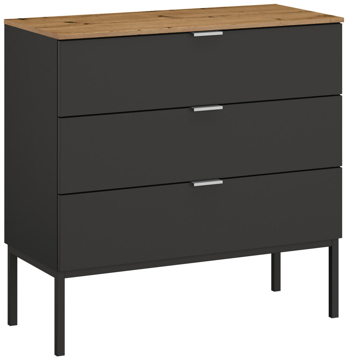 KOMMODE 80/80/42 cm Graphitfarben, Eiche Artisan  - Alufarben/Graphitfarben, Trend, Holzwerkstoff/Metall (80/80/42cm) - Stylife