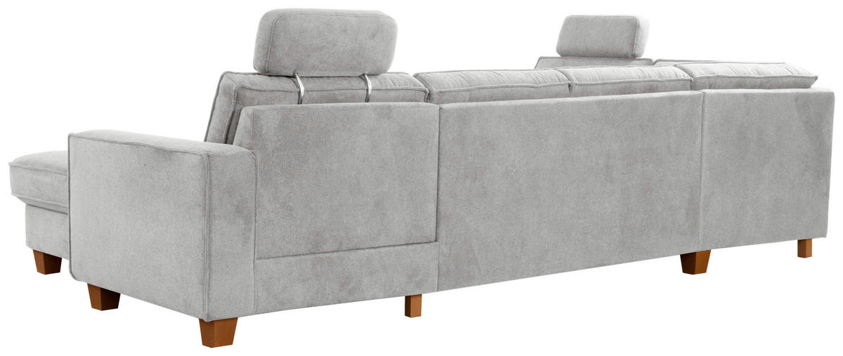 WOHNLANDSCHAFT in Flachgewebe Silberfarben  - Eichefarben/Silberfarben, Konventionell, Holz/Textil (213/309/161cm) - Sit & More