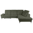 ECKSOFA Dunkelgrün Webstoff  - Dunkelgrün/Schwarz, KONVENTIONELL, Textil/Metall (288/225cm) - Carryhome