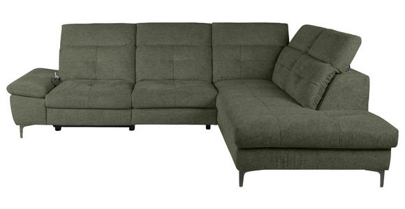 ECKSOFA Dunkelgrün Webstoff  - Dunkelgrün/Schwarz, KONVENTIONELL, Textil/Metall (288/225cm) - Carryhome