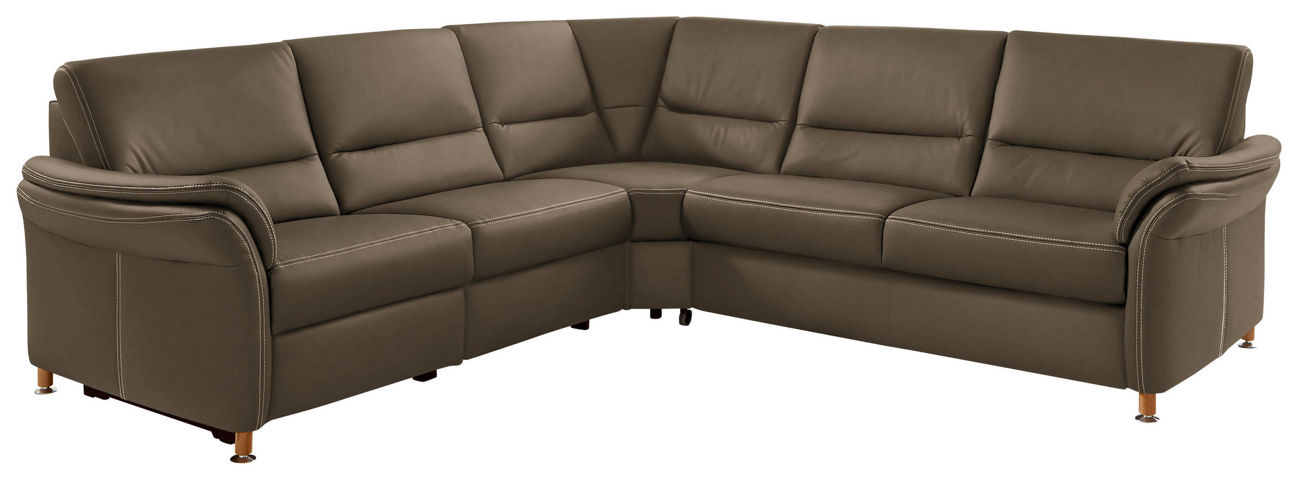 ECKSOFA in Echtleder Graubraun  - Eichefarben/Graubraun, Konventionell, Leder/Holz (262/262cm) - Beldomo Premium