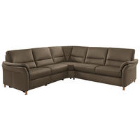ECKSOFA in Echtleder Graubraun  - Eichefarben/Graubraun, Konventionell, Leder/Holz (262/262cm) - Beldomo Premium