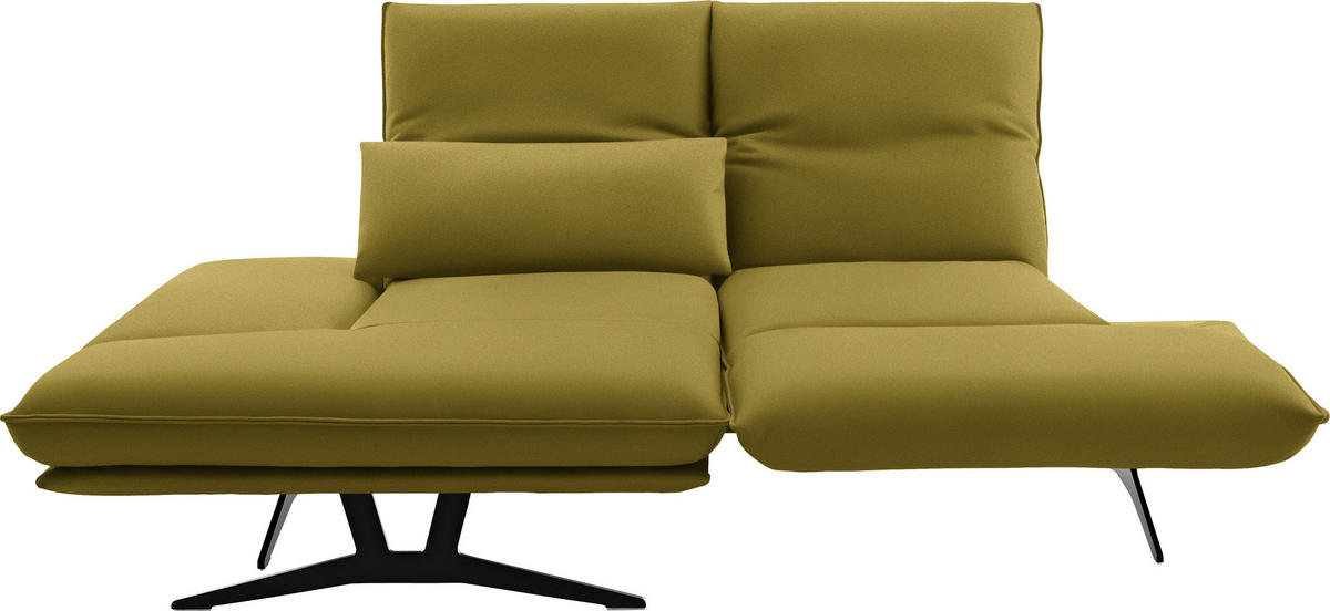 ECKSOFA in Echtleder Hellgrün  130/210 cm  - Gelb/Schwarz, Design, Leder/Metall (130/210cm) - Dieter Knoll